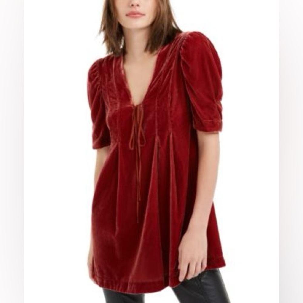 Free People Red Velvet Dress